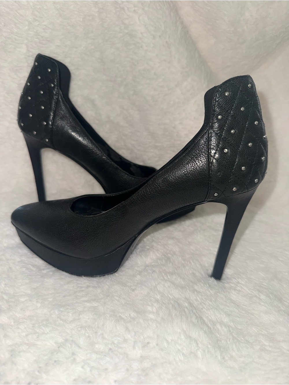 Nine West Black Studded Platform Pumps